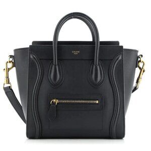 Authentic Celine Luggage Bag Smooth Leather Nano black